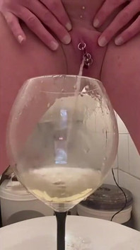 Pee in the Glass and Pouring Pee Over Myself and My Big Tits and Little Tease Pee From My Nipples