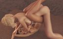 3D Hentai Animation: Sexig tjej knullas hårt på stranden av en stor kuk