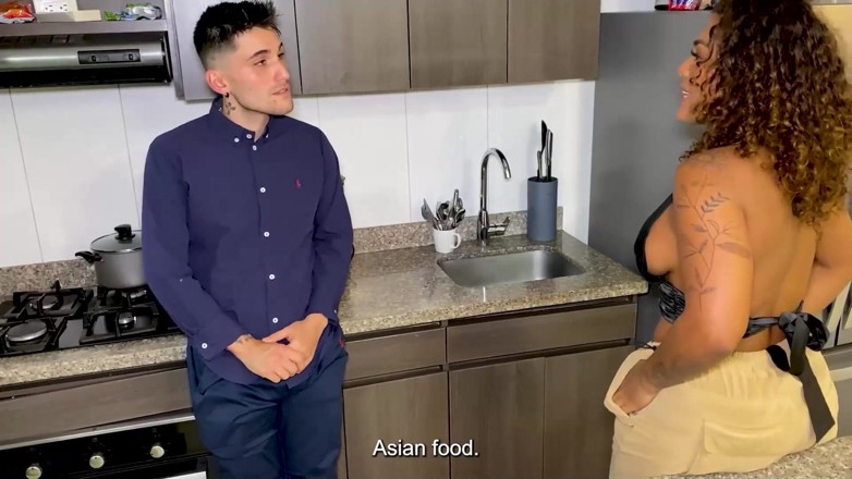 Carla Morelli: Colombian Ebony MILF Fucks Her Chef While Her Husband Is...