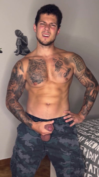 My Big Cock Cums in Military Outfit with No Touch