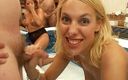 British Bukkake Babes: Faye și Sandie se luptă într-o piscină de spermă