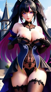 Hentai Gothic Girls with Dyed Hair Showing off Their Big Tits 2
