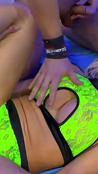 Blonde Slut Gets Her Face Covered in Cum by Multiple Cocks