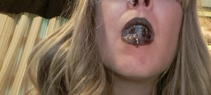 PandoraSG: Goth Blowing Spit Bubbles Sfw