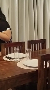 Hot BBW Stepmom, Solo Fans in Slow Motion, in the Dining Room