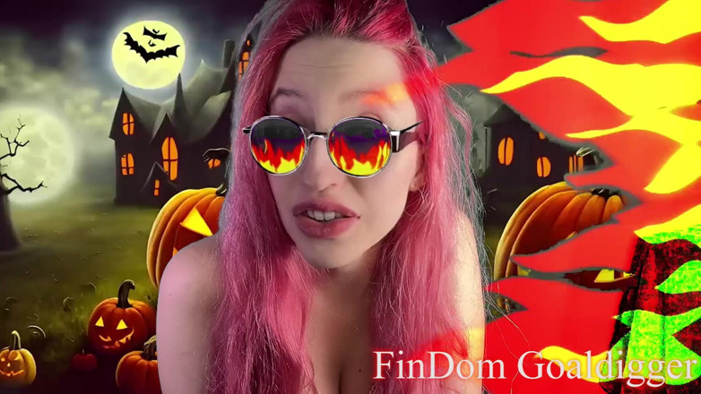 FinDom Goaldigger: Transformasi kepada banci zakar Halloween yang dipadam