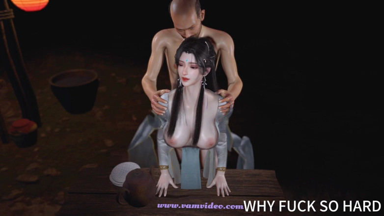Why fuck so hard: 3D śliczny chiński model Cosplay oszukiwanie z dużym starym kutasem