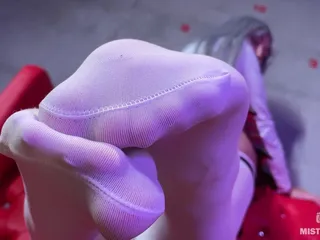 Mistress Legs: Goddess Big Booty and Foot Tease in White Stockings on...