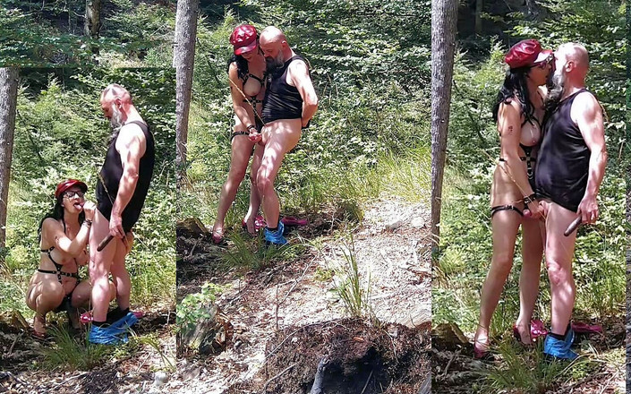 Toilet Mommy: MILF-frau mit dicken titten wichst fetten schwanz im wald