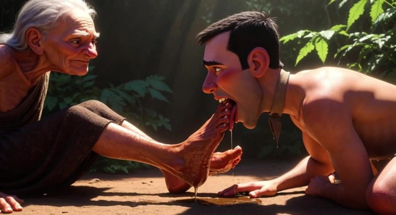 YOUR BEST FANTASY: Uomo sottomesso che serve i piedi di una donna anziana...