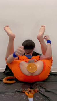 Dragon Ball Goku Laying Balls Asshole Squirting and Cum