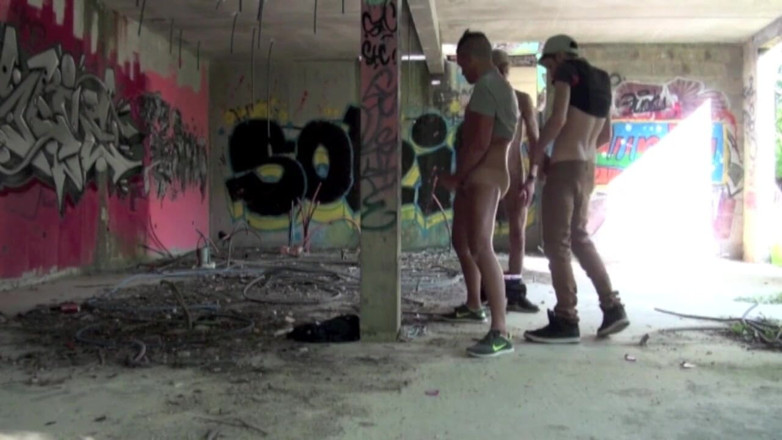 Crunch Boy: Slut used by 2 tops scally boy in exhib outdoor place