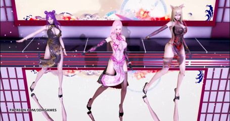 3D-Hentai Games: Tougen Renka - Strip-tease Ahri Kaisa Seraphine, danse érotique torride