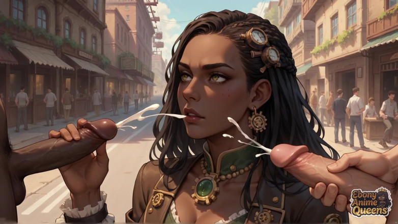 Ebony Anime Queens: Spalující černá královna je velkolepá a nenasytná v tomto steampunku XXX!