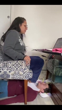 Kiffa Uses Slave as Footstool as She Uses Her Notebook
