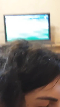 Bottom Sissy Slave Slut Serves Her Owner as Beeer Stand, Sucks and Kisses Dick and Liks Ass While Owner Watch Football