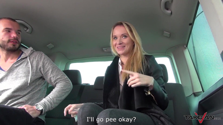 Take Van: Tattooed hot blonde ride strangers cock in van