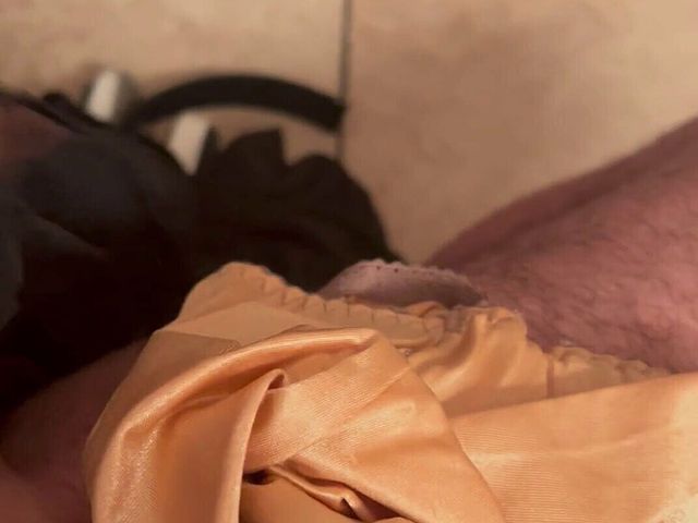 Cumming in Step Aunt Black Silky Panties (Bigbrook)