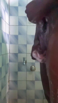 20y BBC Nasty Jerking off in His Shower Cleaning up His Cock