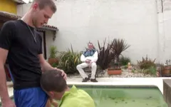Pervert Dude Assist to a Gay Porn Shoot with Twinks