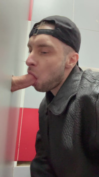 Scally Chav Boy in Leather Jacket Try Glory Hole in the First Time