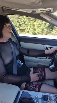 Mature Crossdressing Sissy Slut Driving Fully Exposed