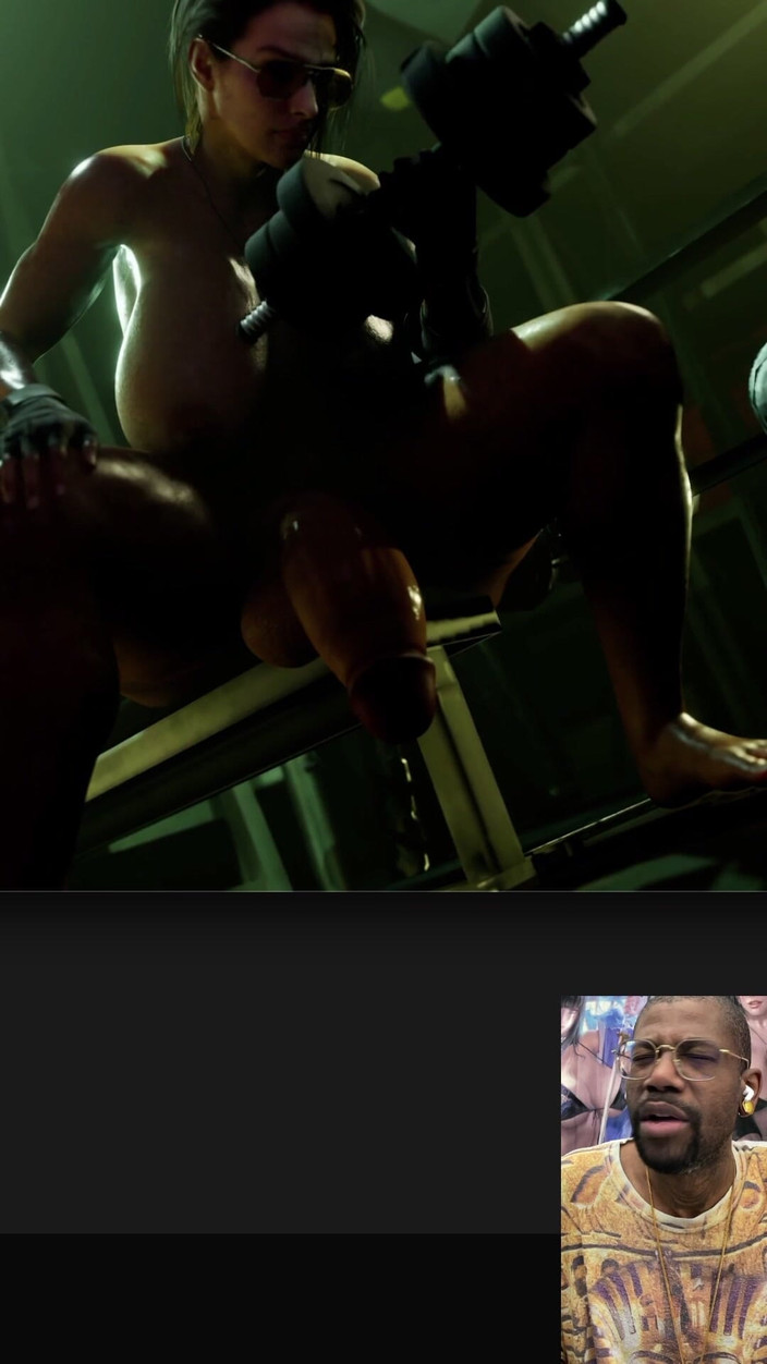 L6RD7BLU3 FUTA: Grande gorda peituda transgênero Jill Valentine se preparando para seu...