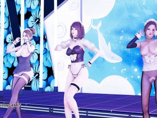 3D-Hentai Games: ハーリーたくましいセクシーなメイドホットストリップショー 4K