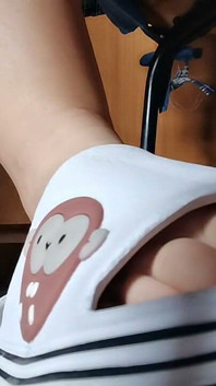 Under the Table POV White Slippers & Dining Feet Cam