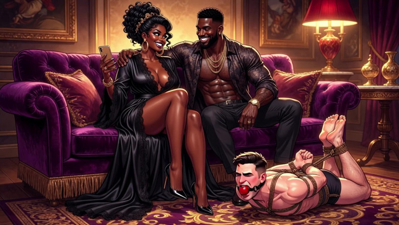 Gagged AI Cartoons: Rich Black Property