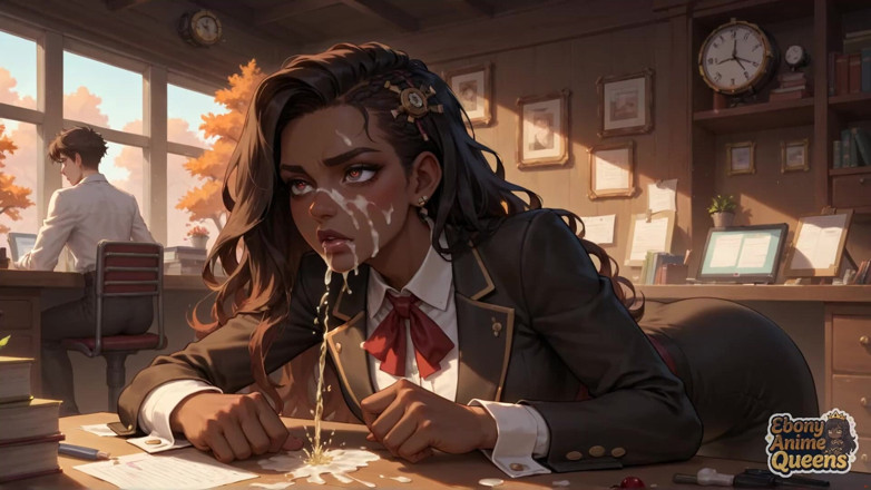 Ebony Anime Queens: Un uomo ebano bollente colpisce una ragazza del college, schizzandole...