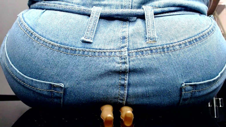 Maeling: Ebony Bitch Crushed in Denim Jeans and Ass Stifled Ignorant
