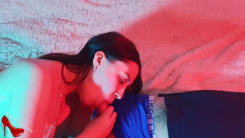 Nasty Creamy: Babe passionate sucking big dick lover and cum in mouth...