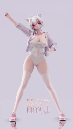 MikuMotion: シスター - シェイクイット ホワイトストッキングス;水着;ストリップ;巨 乳;ロングレッグス