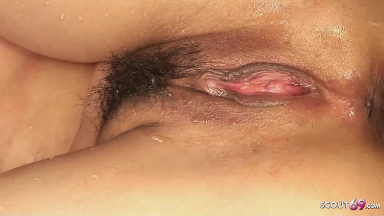 Asian porn collection: Rough threesome fuck with tight hairy pussy