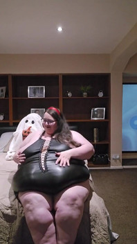 İri güzel kadın seksi şişman siyah deri takım elbise
