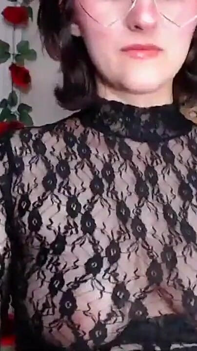 Brunette in Sexy Tight Lace Top (Juno Electra)