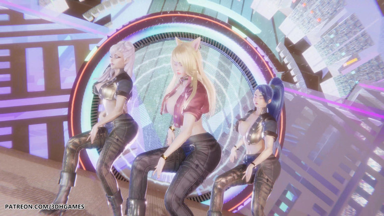 3D-Hentai Games: Kard - gunshot ahri, kaisa aur evelynn seksi striptiz