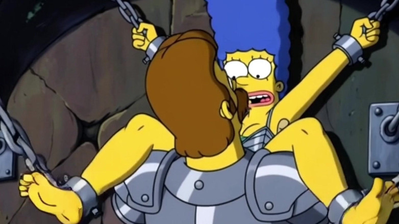 Octopussy Lovers Club: 체인의 창녀는 그의 정액에 에로틱한 판타지를 취합니다. 심슨 가족의 만화 패러디