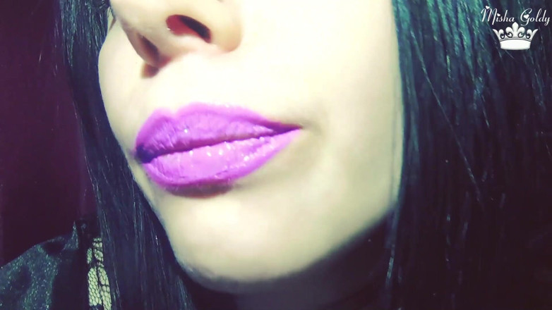 Goddess Misha Goldy: Purple glossy lips