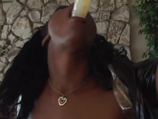 Anal seduction: Black Pornstar with Gag Ball Changes Dildo to Cock for...