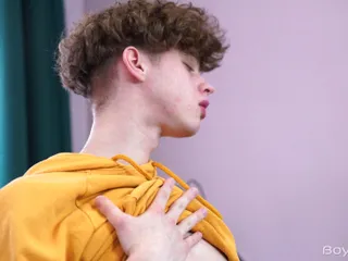 Hot college frat boy drenches himself in cum