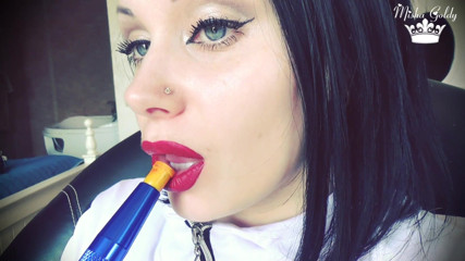 Goddess Misha Goldy: Smoke from dark red big lips