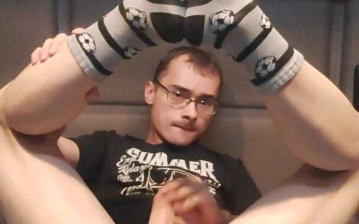 The college boy: Nerdy College Boy in Cute Socks with Footballs Jerking off...