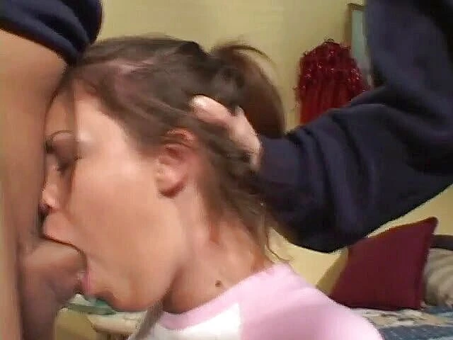 Hot Sex Party: Brunette college babe gets double penetrated by two hunks in...