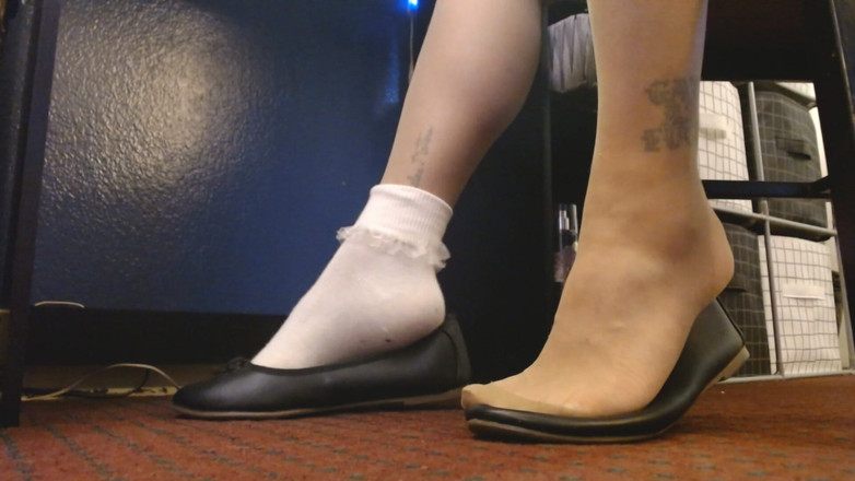 Abby Anna: Closeup Ruffled Socks Pantyhose Ballet Flats Tease