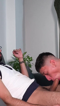 Sexy Twink Jacobo Torres Sucking Hot Stepdaddy Camilo Brown's Big Uncut Cock