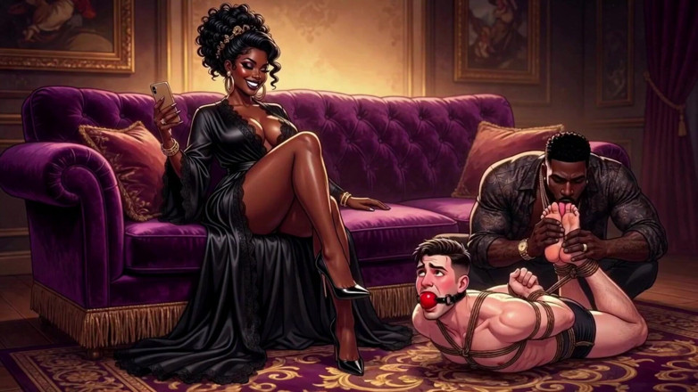 Gagged AI Cartoons: Rich Black Property