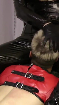 Spitting Mistress Makes You Deepthroat Suck Dildo and Take Huge Toy in Ass! a Slave in a Straitjacket Cannot Refuse...