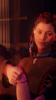 Aloy From Horizon Forbidden West Caressing a Hard Cock with Her Feet